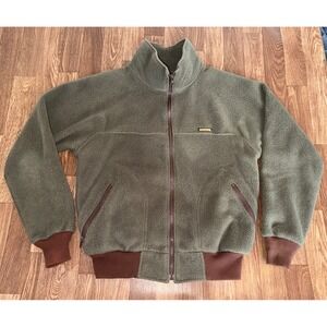 Vtg Remington Polarplus Fleece Jacket Made in USA Men's Large Olive Green Boxy